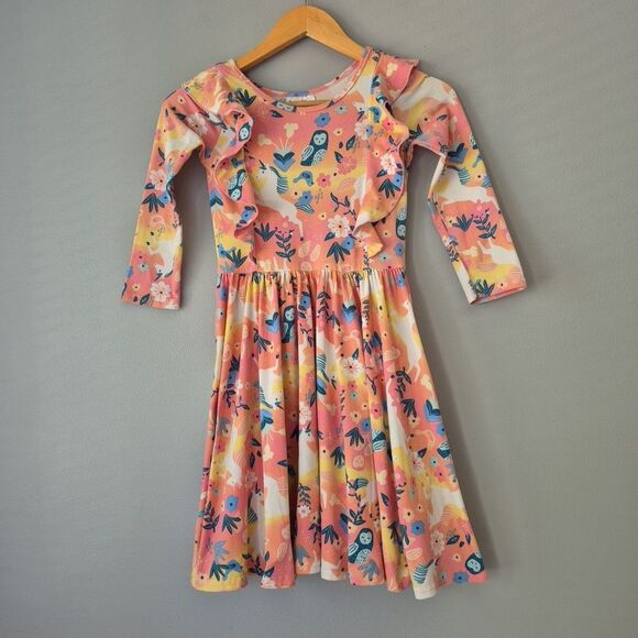 Dot Dot Smile Lot 3 Long Sleeve Ruffle Dresses Butterflies Unicorns Girls 8 -10 - Picture 2 of 14